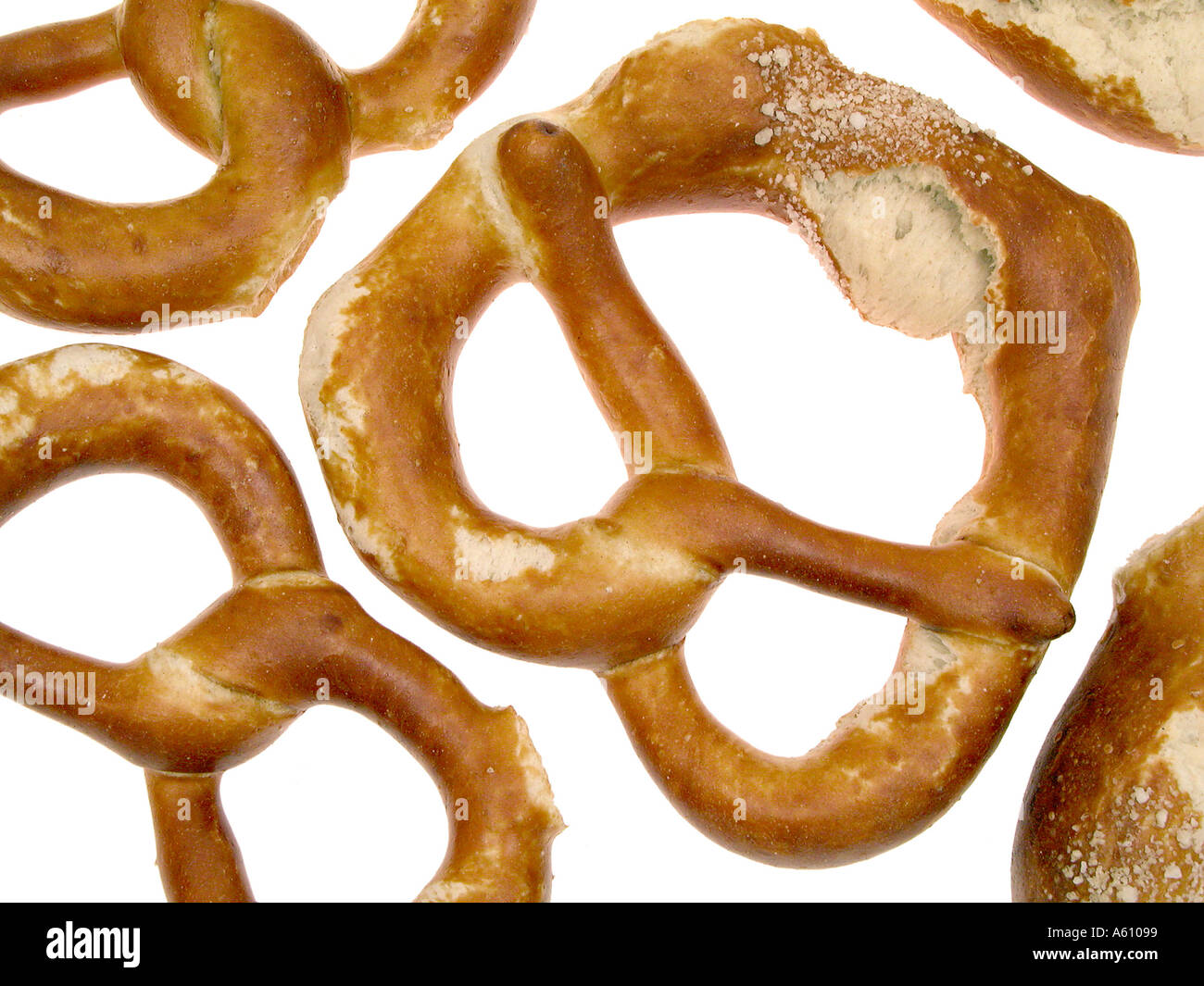 handtwisted twisted pretzel breze brezel prezel pastries leach leached bakery Stock Photo