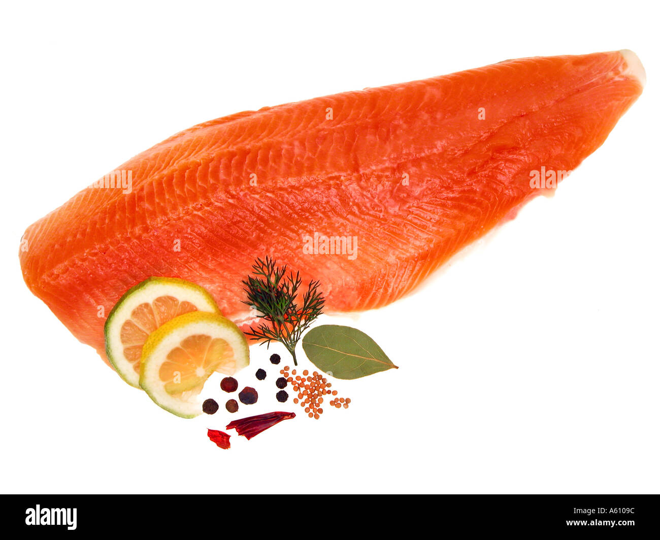 fish fillet salmon lachs saibling Stock Photo