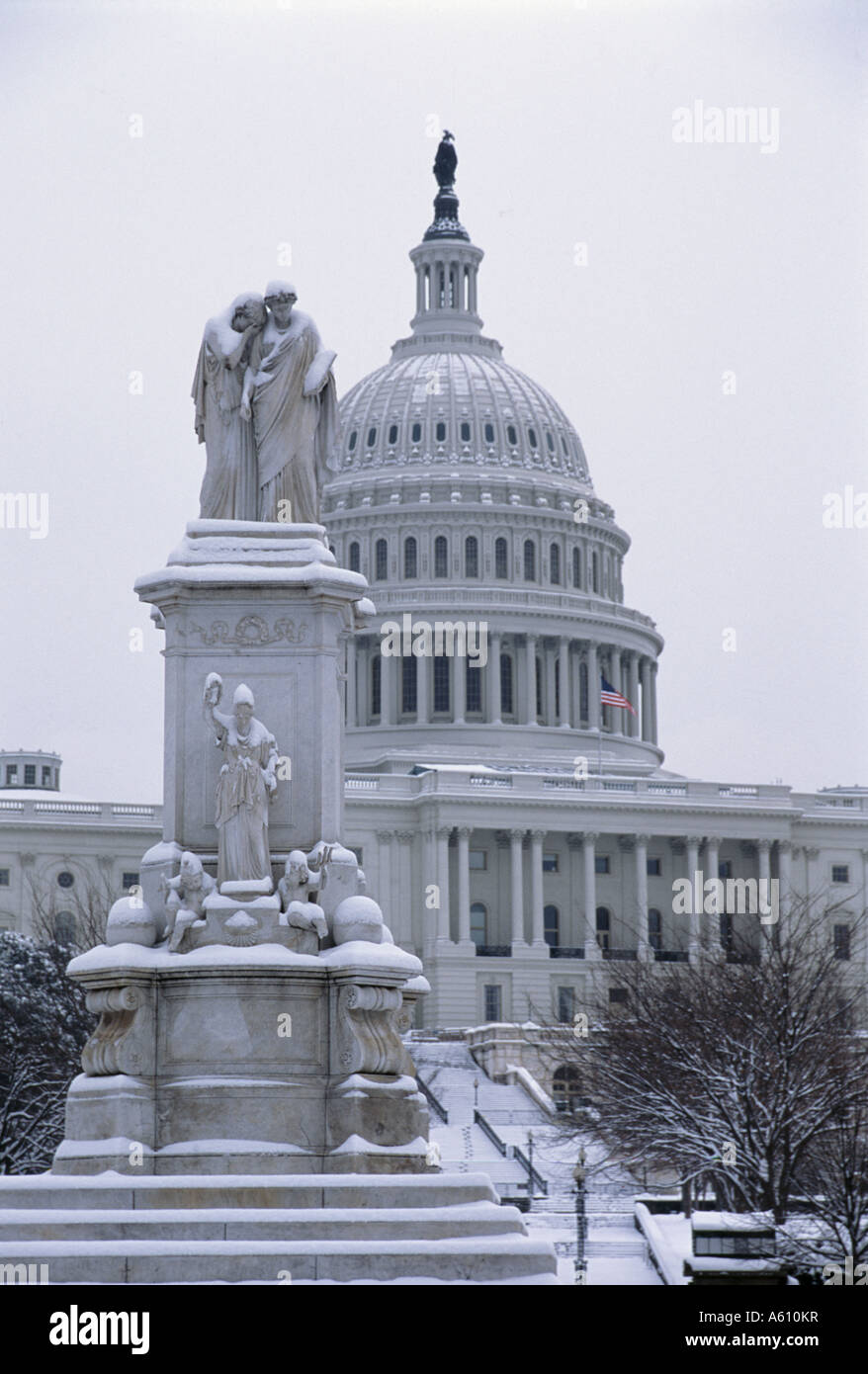 Peace Monument in front of U.S. Capitol Building, Washington, D.C. Stock Photo
