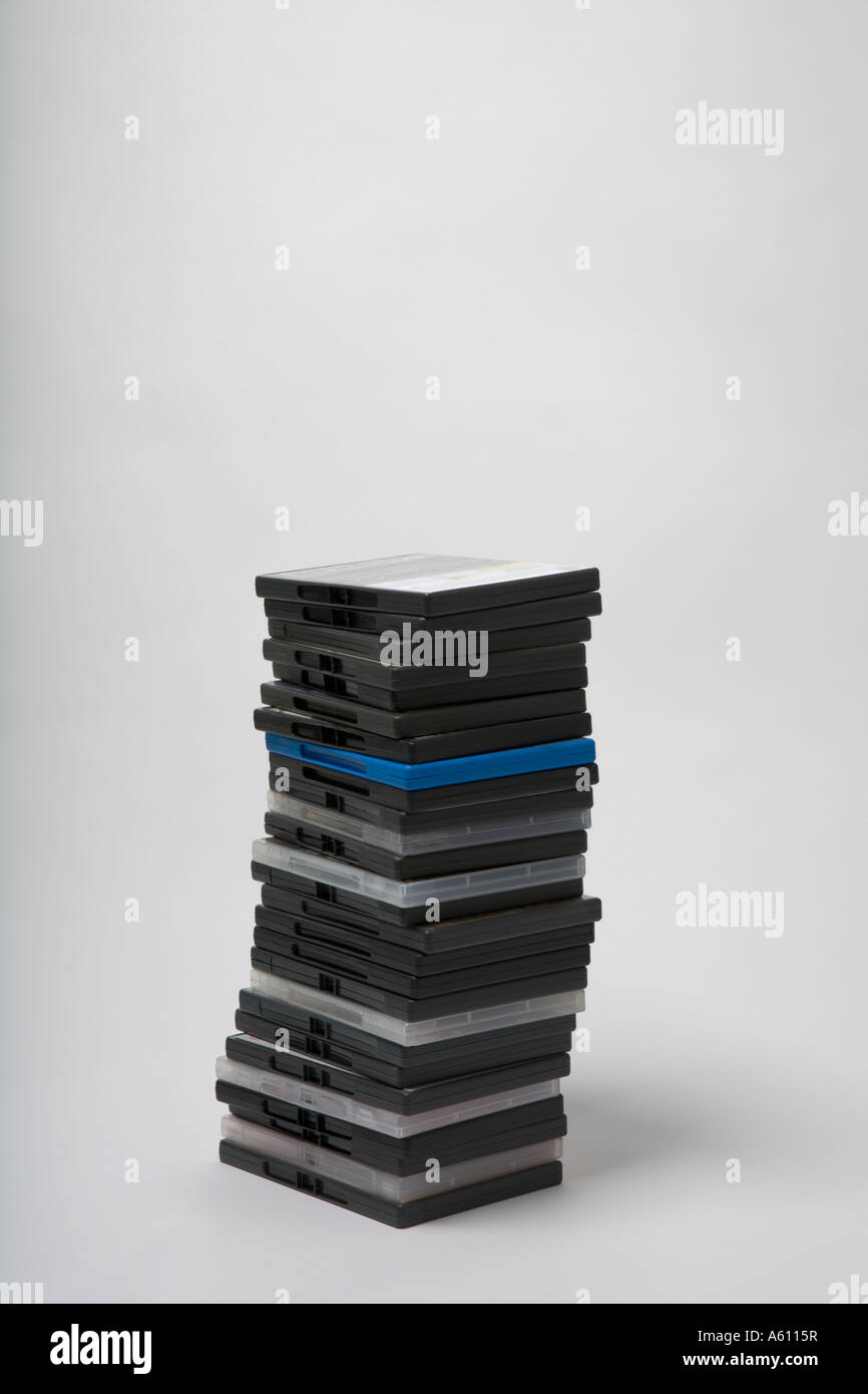 medium stack of dvd cases two of three image as i keep on adding more dvd cases Stock Photo