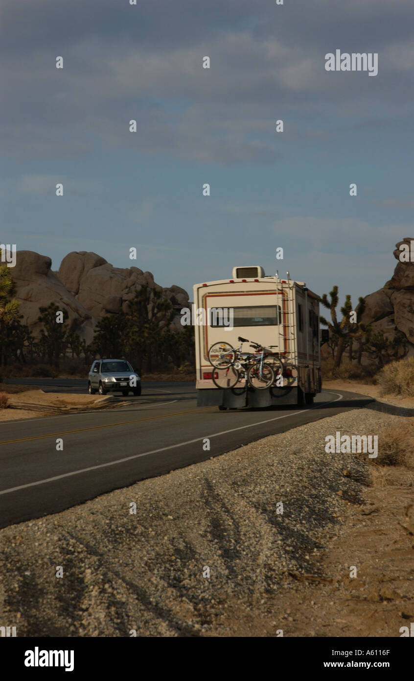 Camping in RV Joshua tree Stock Photo Alamy