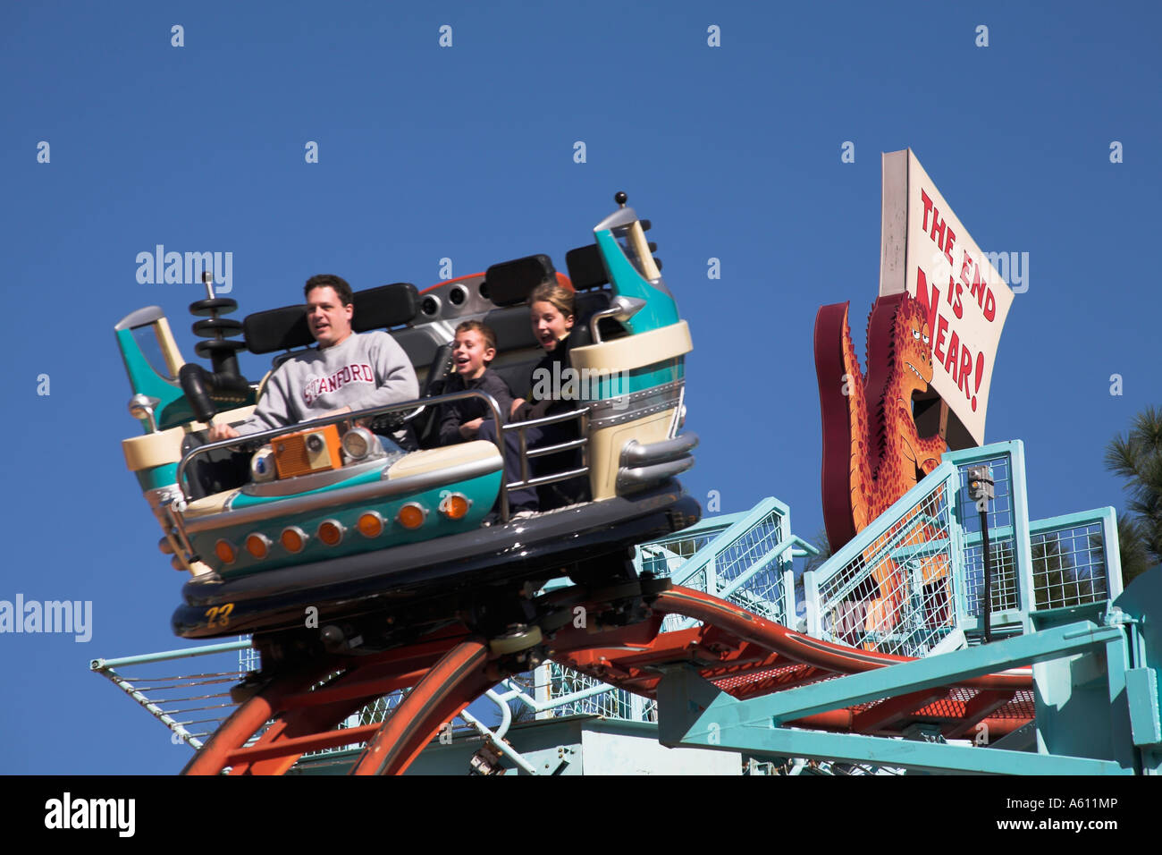 Family on Primeval Whirl fairground ride, Animal Kingdom, Orlando