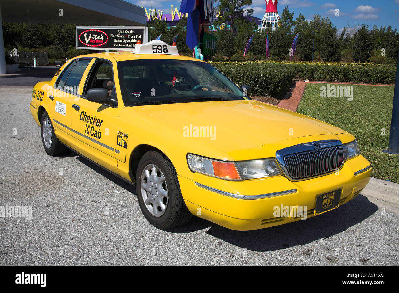 Yellow taxi, Orlando, Florida, USA Stock Photo