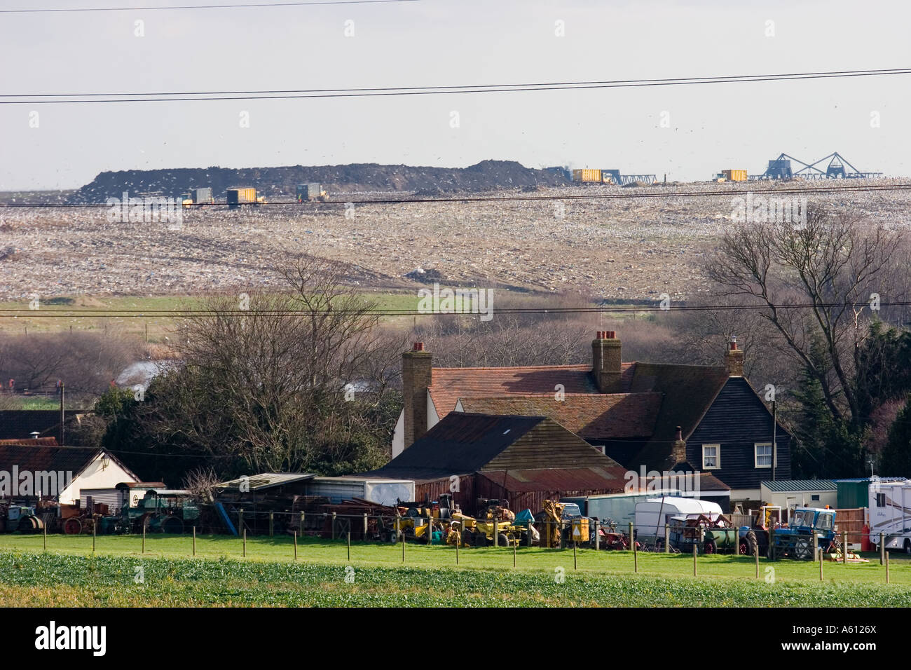 Landfill rubbish disposal site near Mucking in Essex Stock Photo Alamy