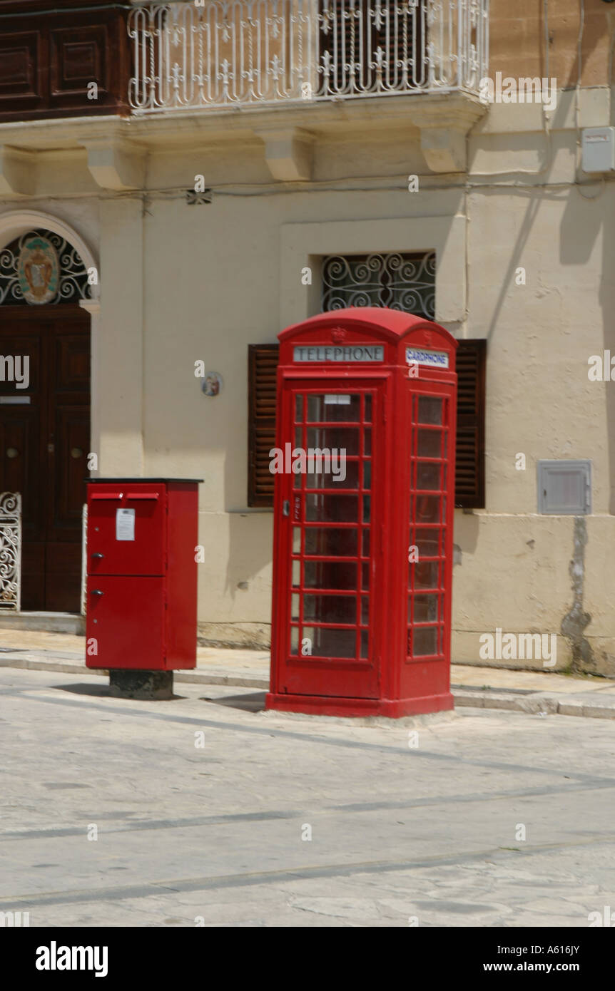 Telephone and Post boxes in Marsaxlokk Stock Photo Alamy