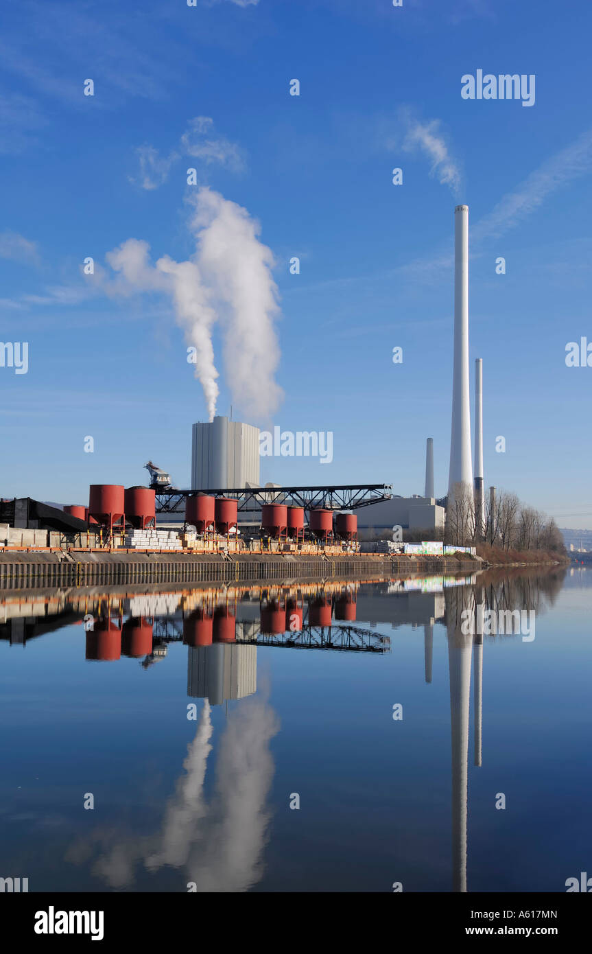 Co-generation power station, EnBw Altbach near Stuttgart am Neckar, Baden-Wuerttemberg, Germany Stock Photo