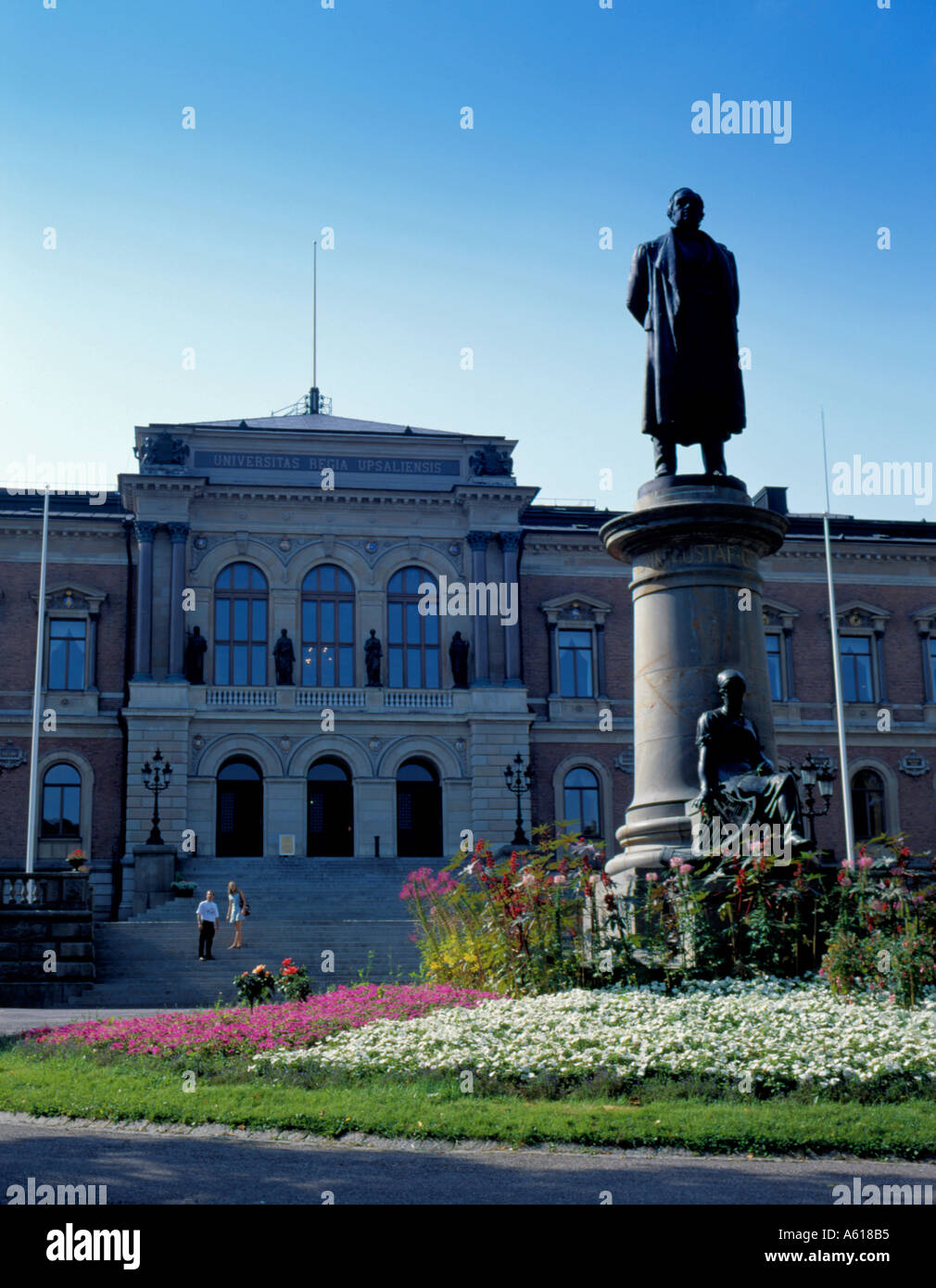 Statue of Erik Gustav and Uppsala University, Uppsala, Uppland, Sweden. Stock Photo