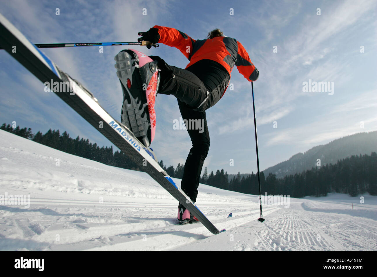 Ski touring woman classic style Stock Photo