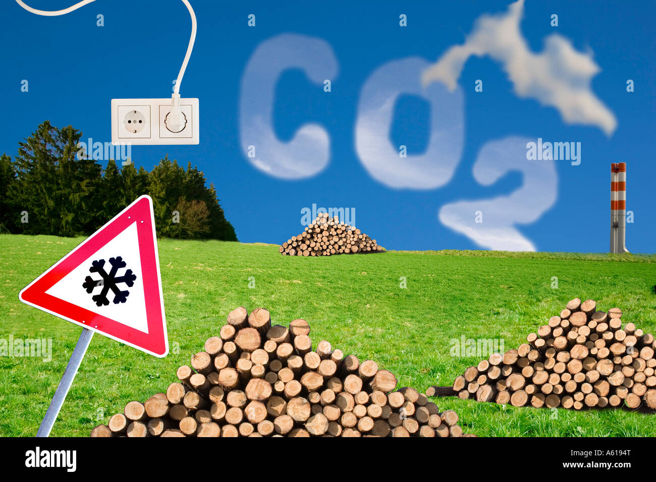 Climate change and CO2 emissions Stock Photo