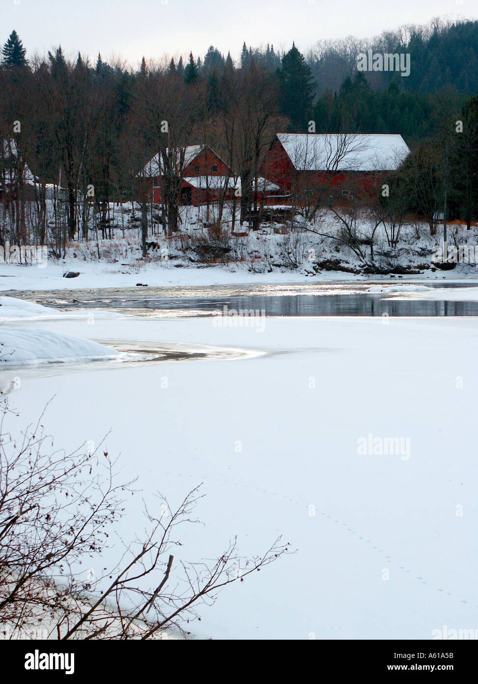 Winter scene on the Riviere Rouge in the Outaouais region Quebec Canada Stock Photo Alamy