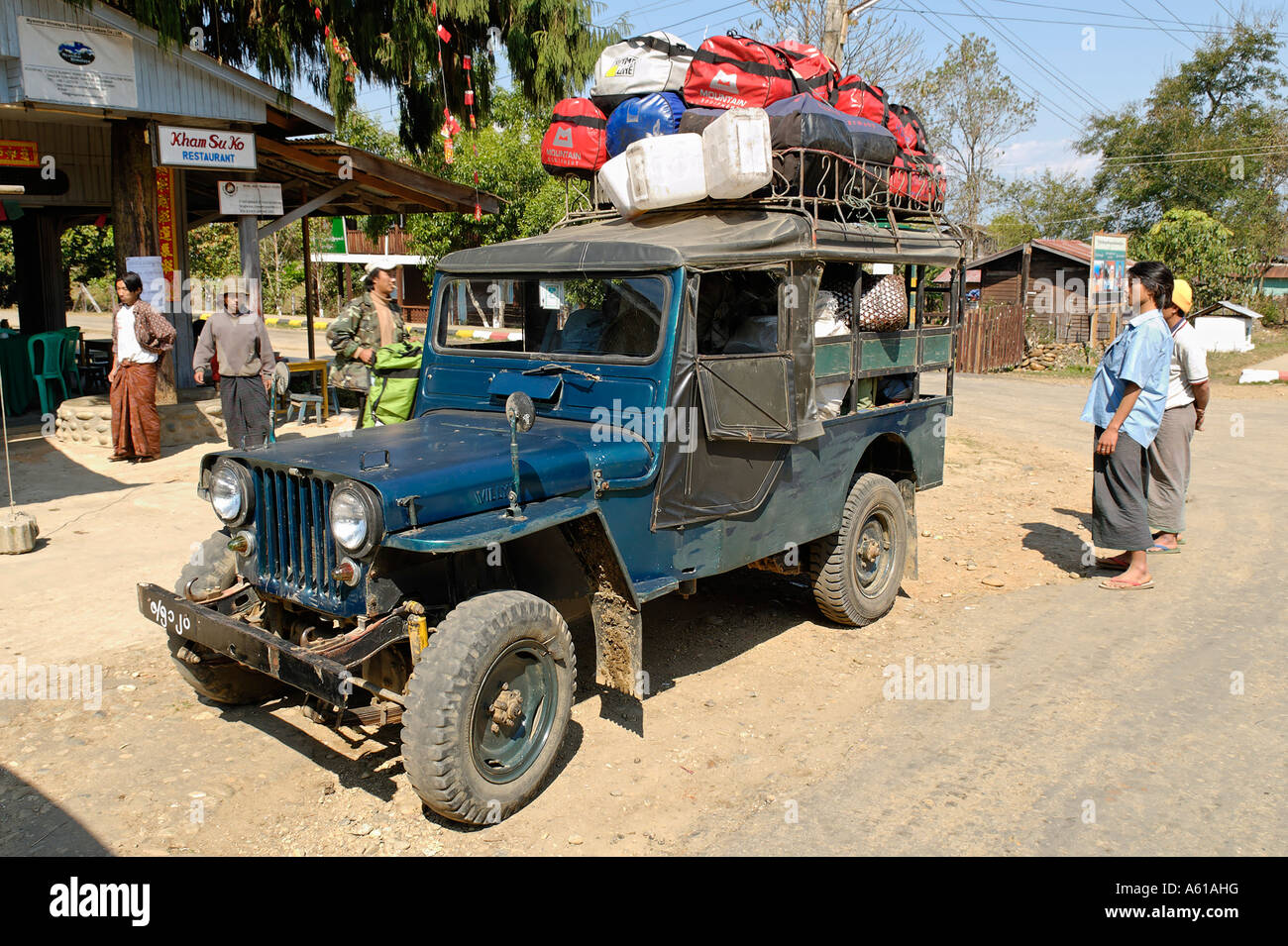Old jeep full of luggage, Putao, Kachin 