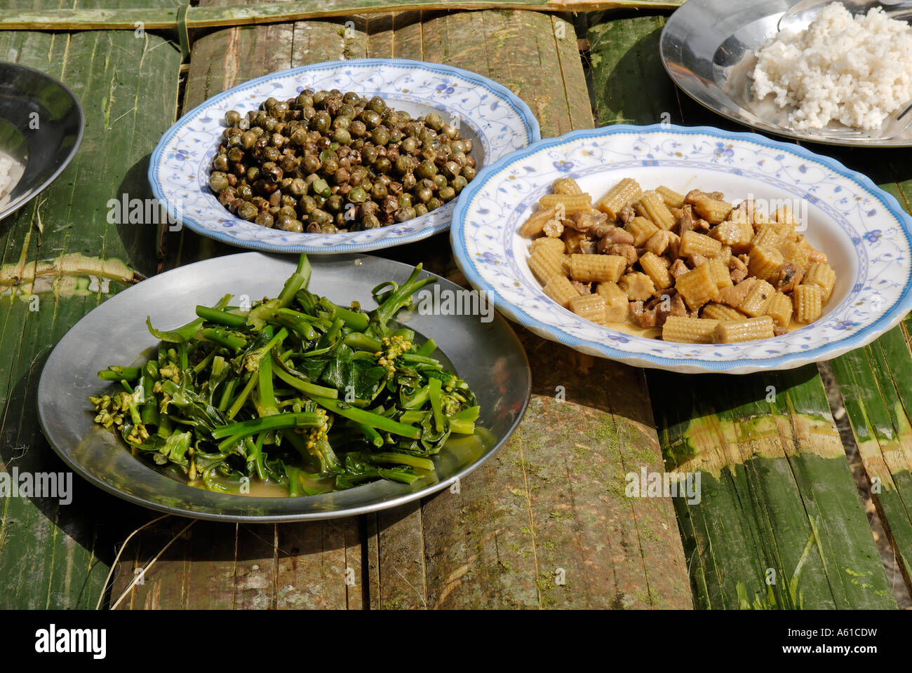 Different vegetarian dishes from Myanmar Stock Photo
