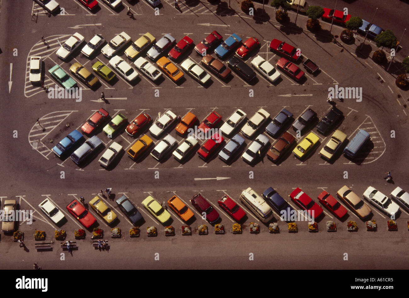 Aerial view of cars parked at parking lot Stock Photo - Alamy