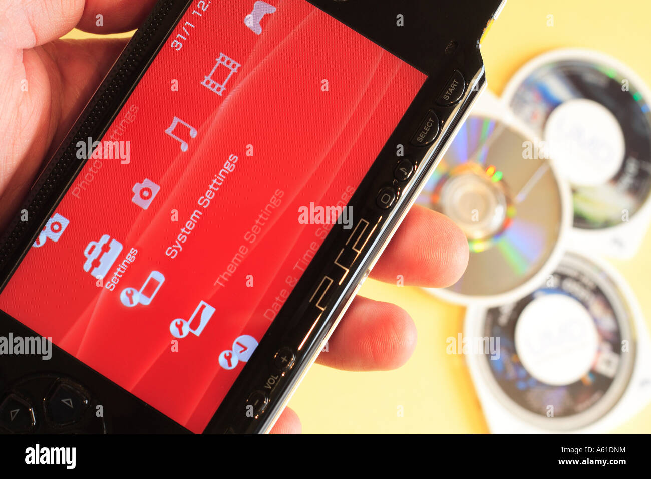 Sony PSP portable playstation with UMD disc Stock Photo - Alamy