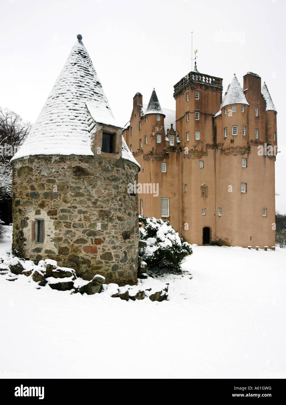 A winter scenic image of Craigievar Castle near Aberdeen in the North East of Scotland Stock Photo