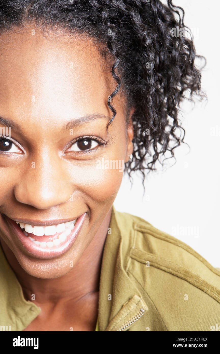 Close up of African woman smiling Stock Photo - Alamy