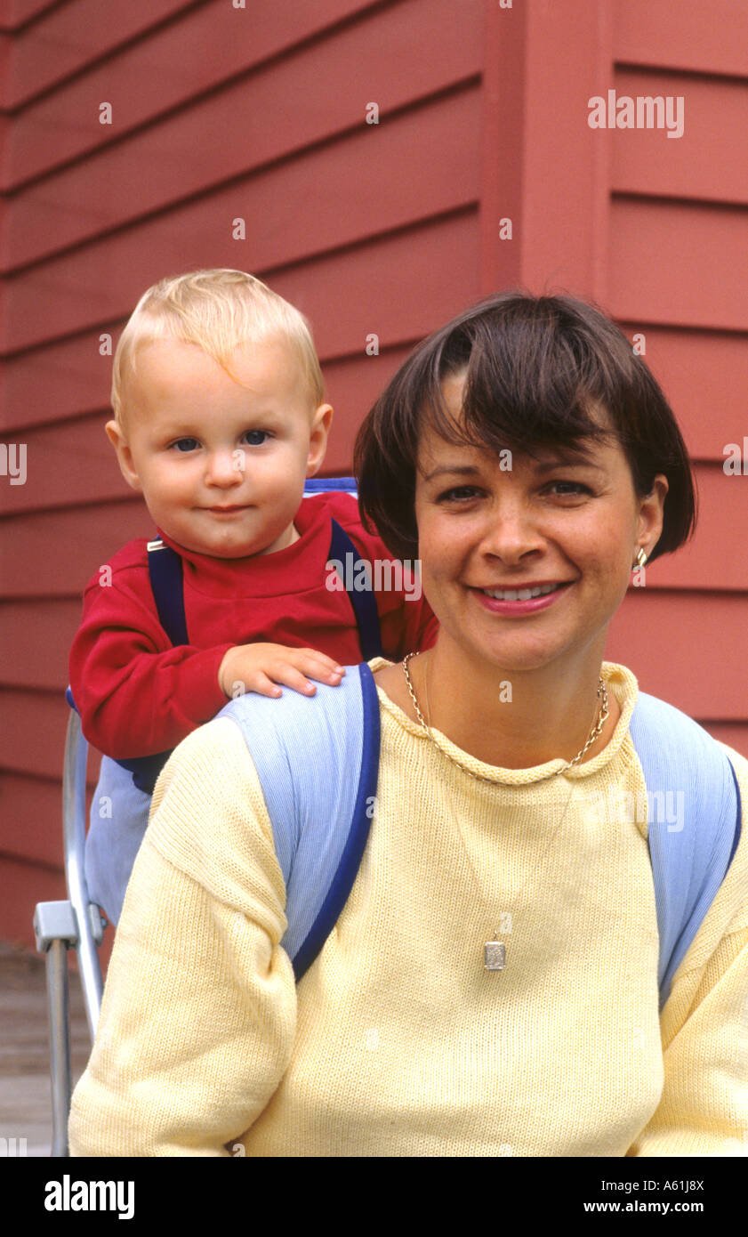 Young mother and son portrait in Cambridge New Zealand Stock Photo