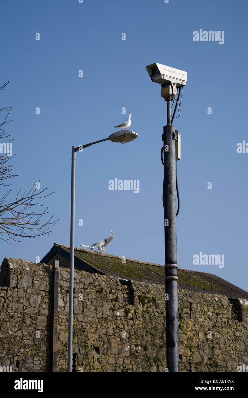 CCTV security camera in Tenby Pembrokeshire Stock Photo Alamy