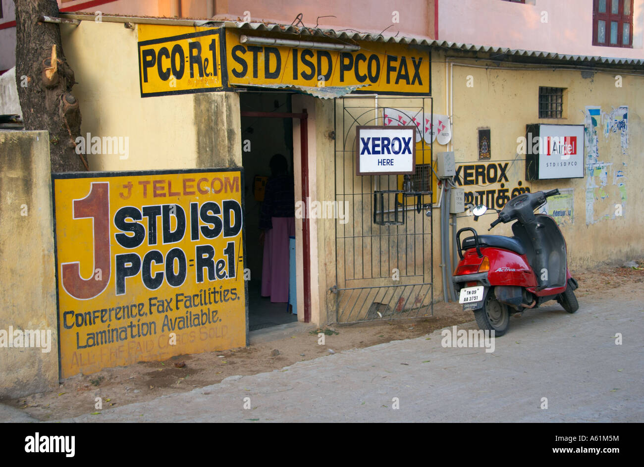 Moped parked outside office facilities bureau in Chennai Madras Tamil Nadu  India Stock Photo - Alamy