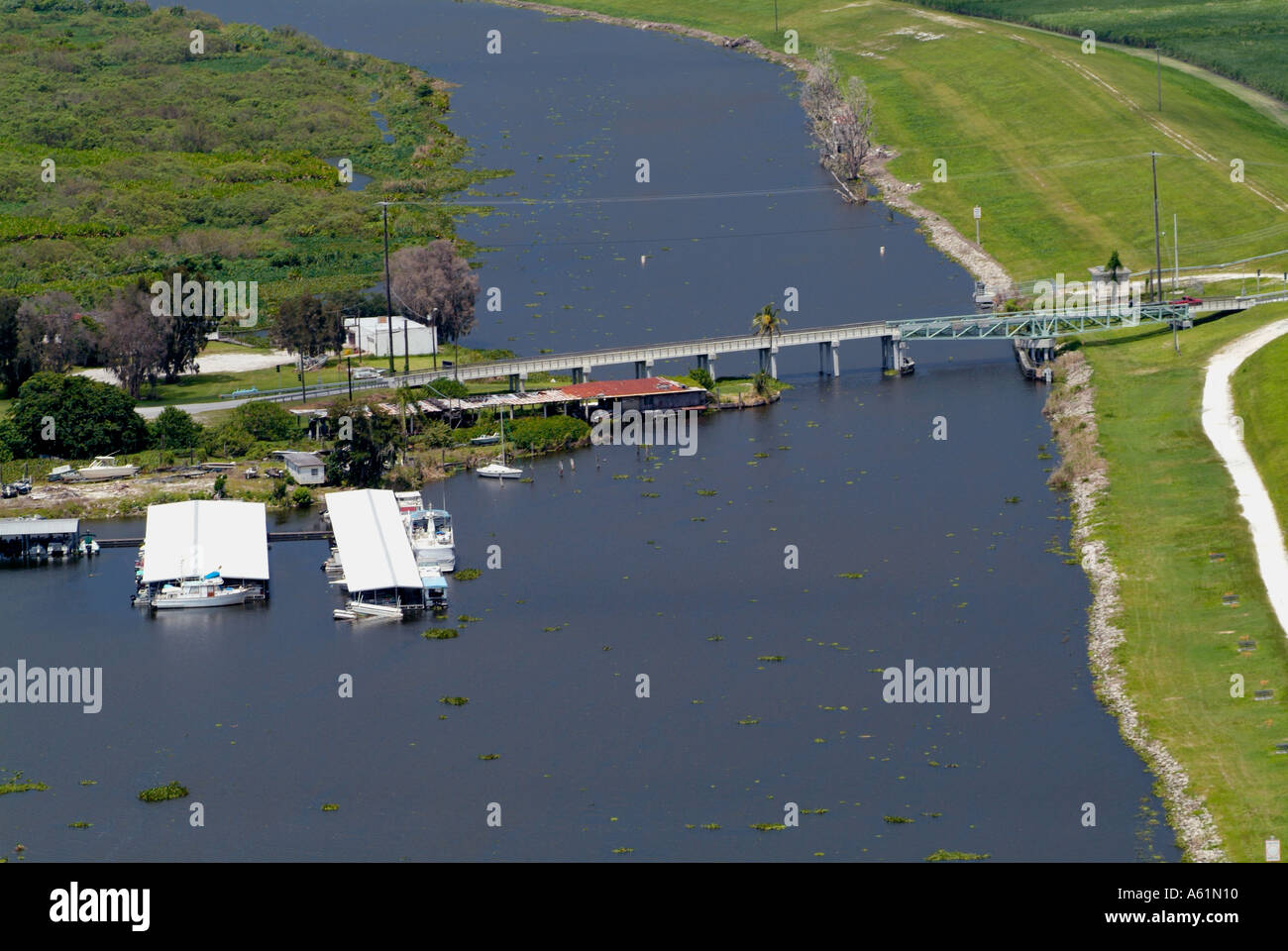 swing bridge on Lake Okeechobee Belle Glade Florida bridges waterway