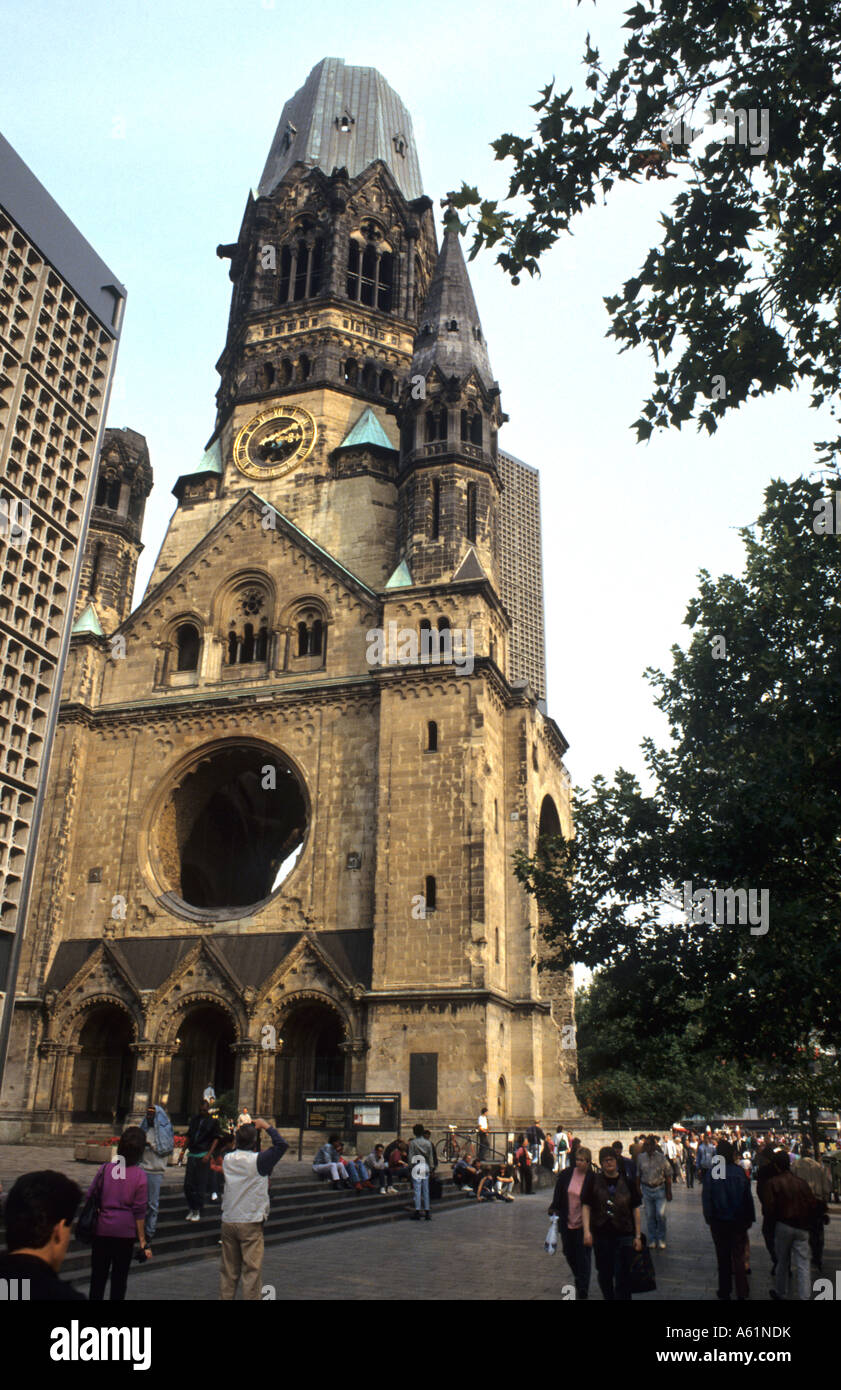 Life in Germany in Berlin the famous Memorial Church damaged by World War II in Berlin Germany Stock Photo