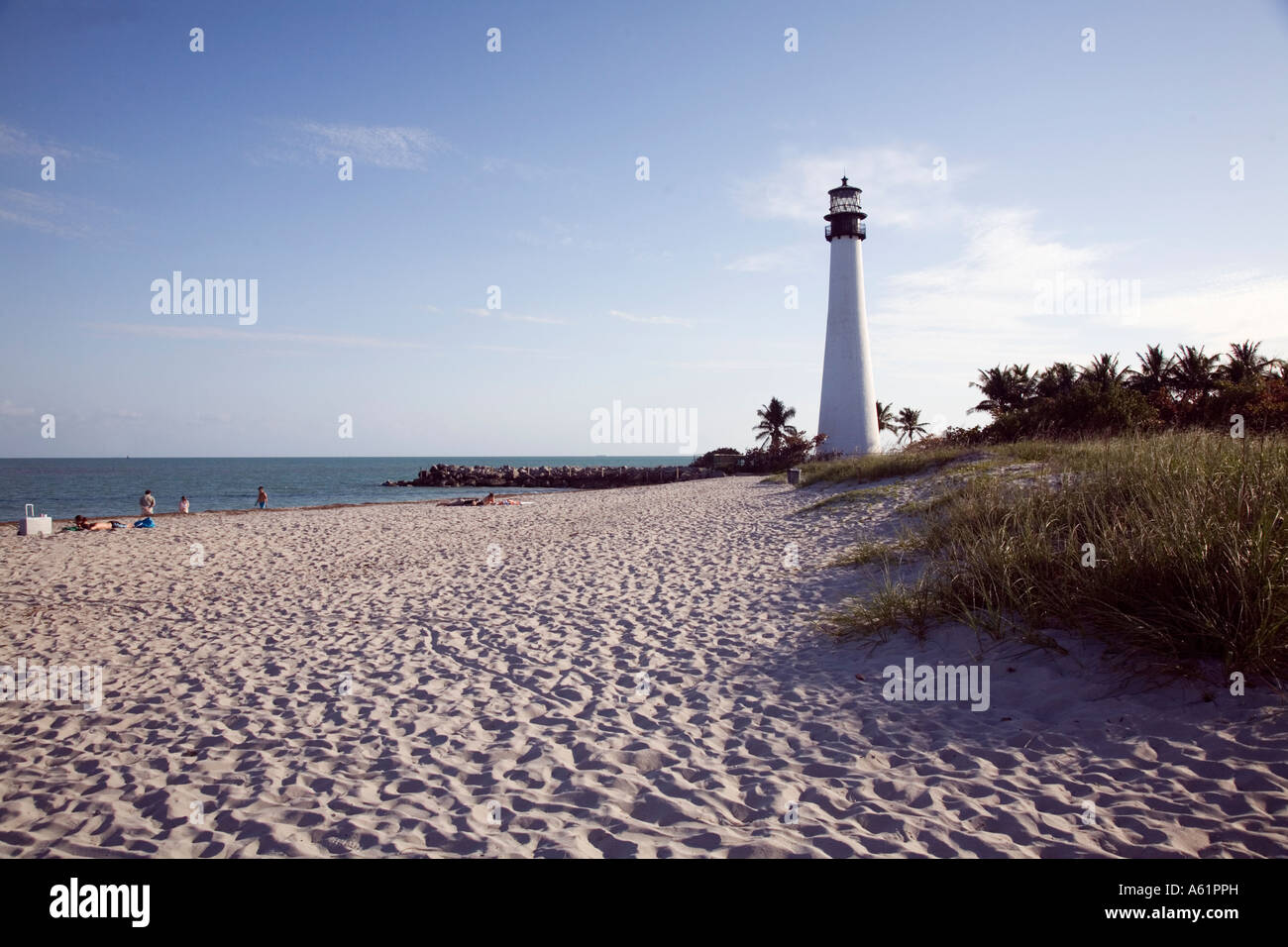 Lighthouse and sandy beach in Miami Beach Florida USA Stock Photo Alamy