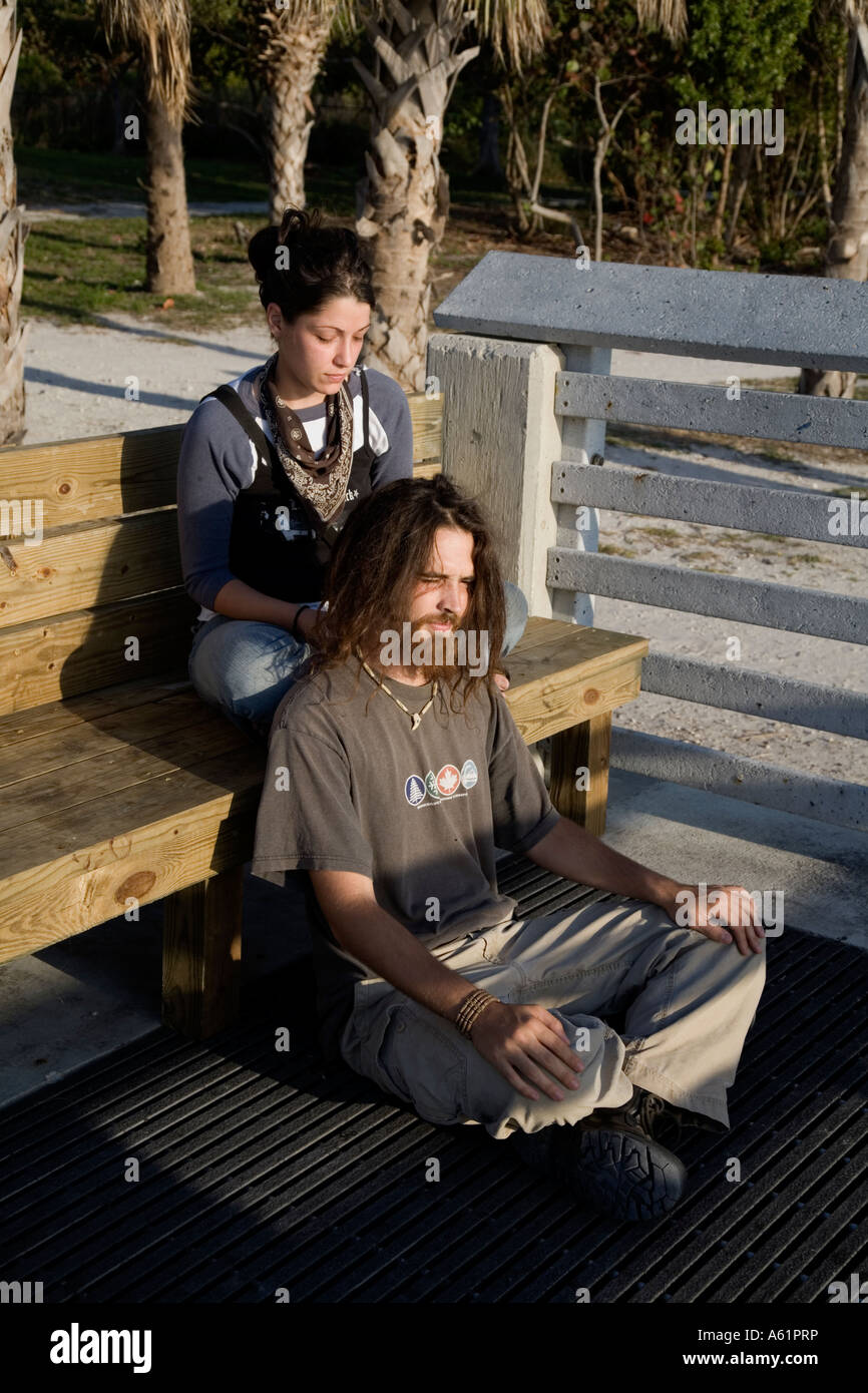 Flower Children hippie beatnik South Beach Miami Florida USA Stock