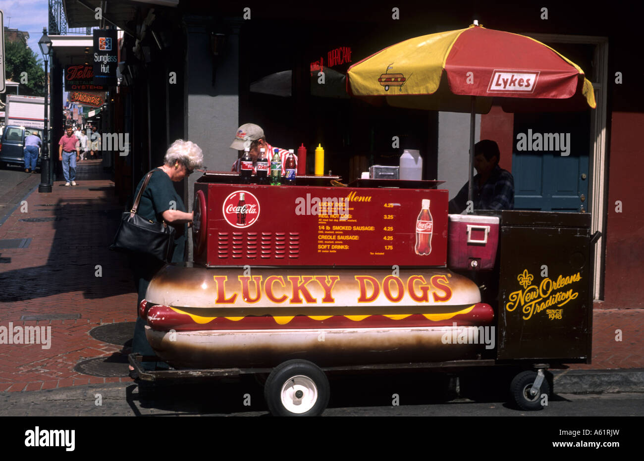 Famous hot dog stand lifesize in the French Quarter in wonderful city