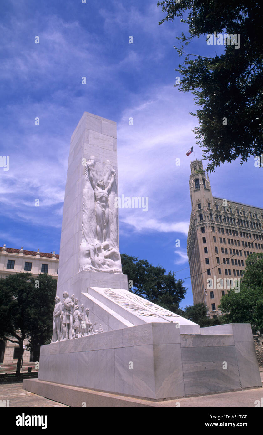 Statue to remember the Alamo famous historical event in San Antonio
