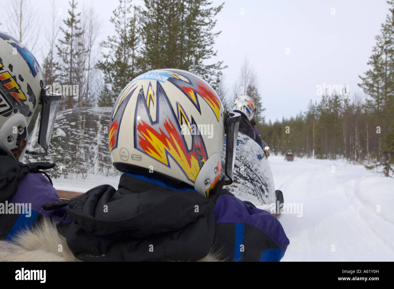 Snowmobile track at Luosto, Lapland, Northern Finland, Europe, Arctic