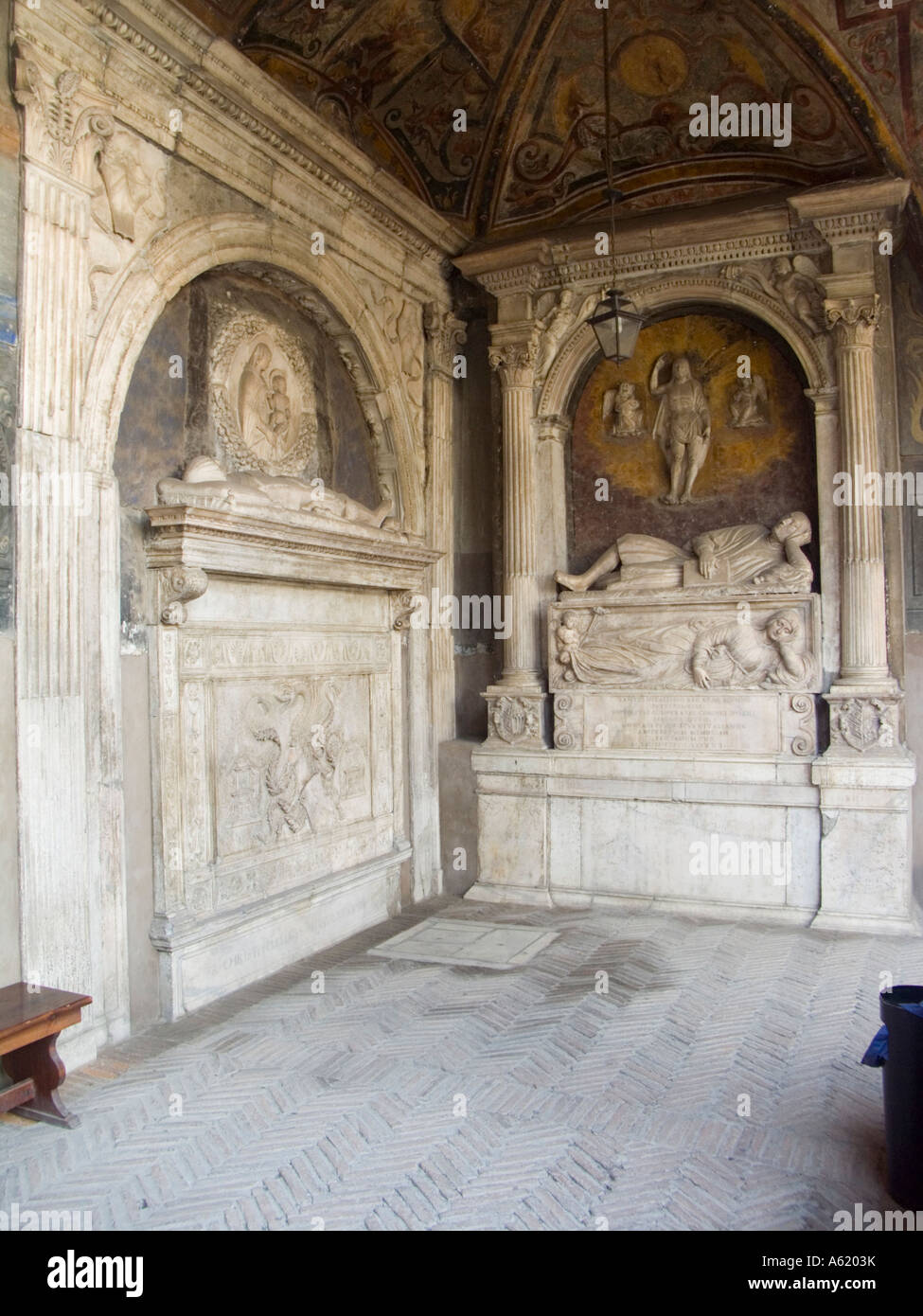 Monumental marble tomb grave sculpture altar in the cloister hires