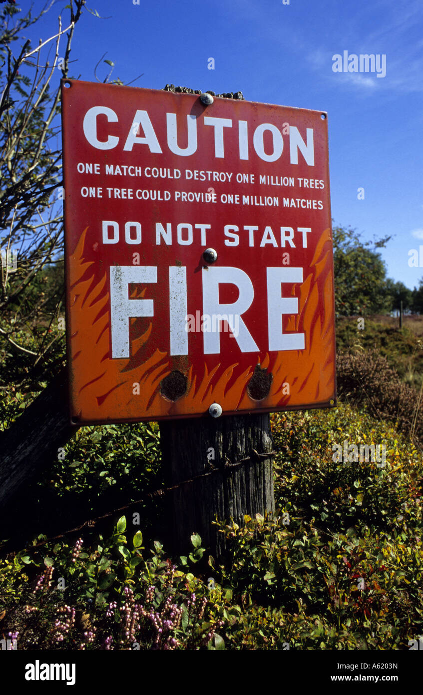 warning sign do not start fire on moorland at Sutton Bank North