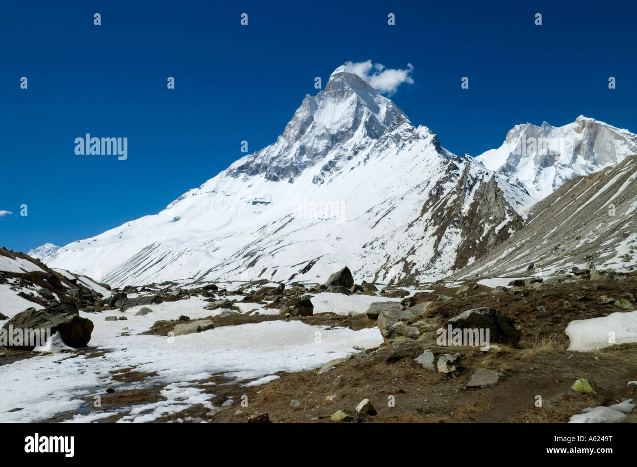 Peak Shivling, Indian Himalayas Stock Photo