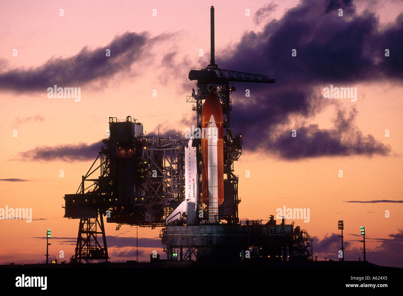 Space shuttle Atlantis at launch pad, NASA Kennedy Space Center ...