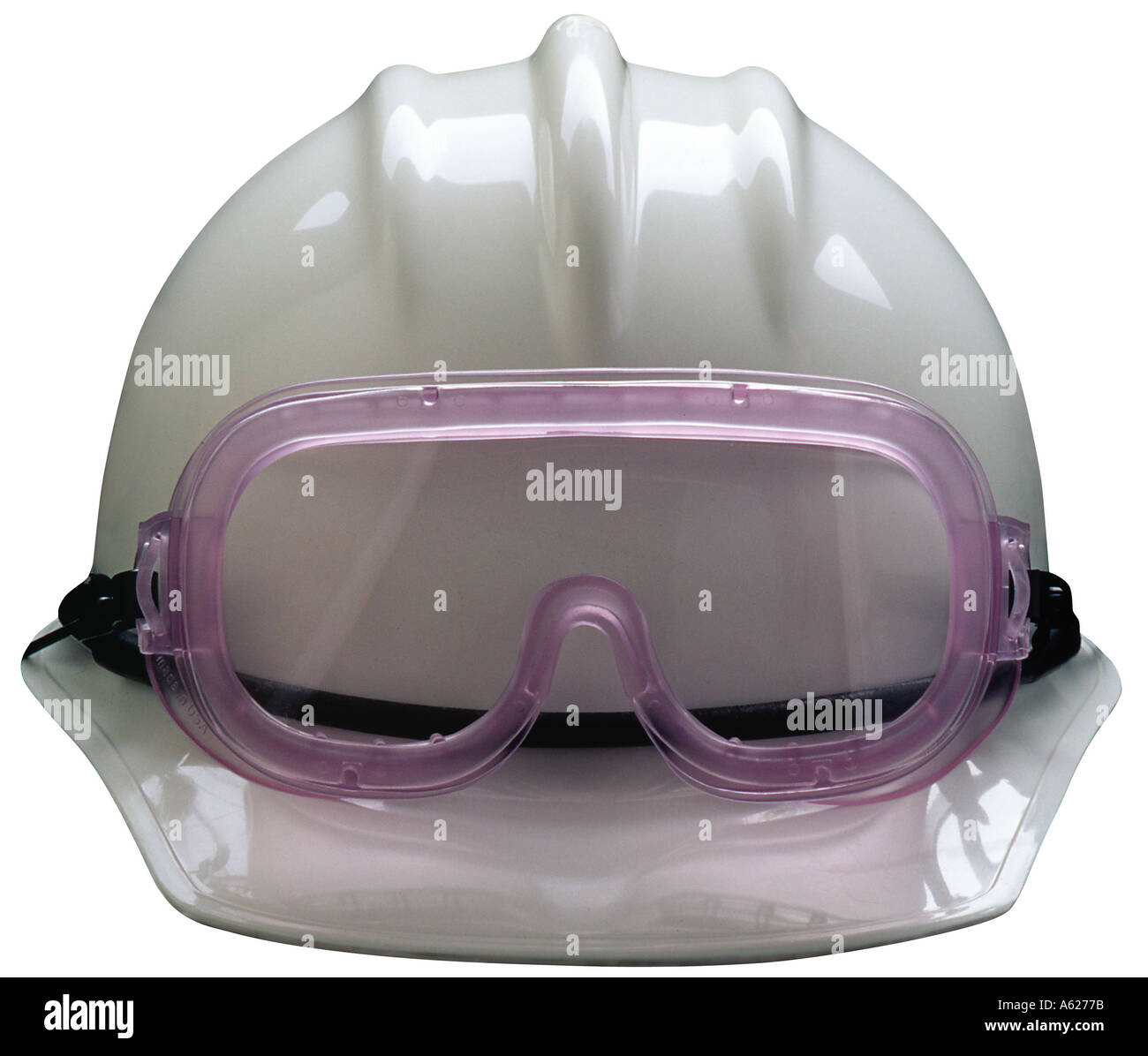 Hard hat and goggles front view Stock Photo Alamy