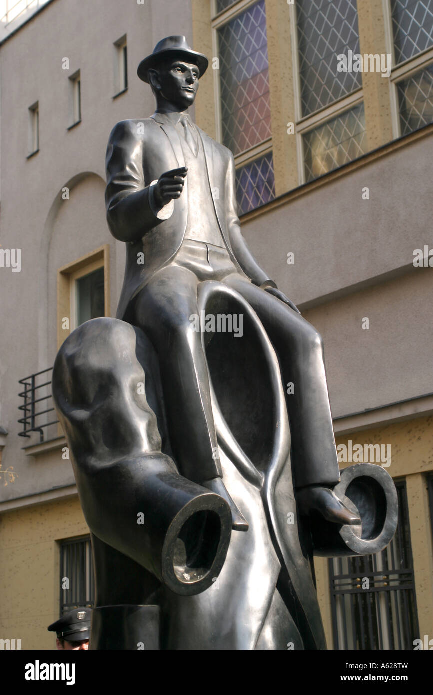Statue in tribute to the Czech writer Franz Kafka Prague March 2007 Stock Photo