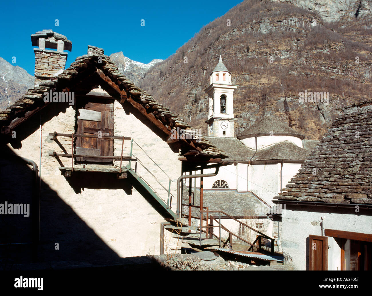 Sonogno, Verzassa, Dorf Stock Photo