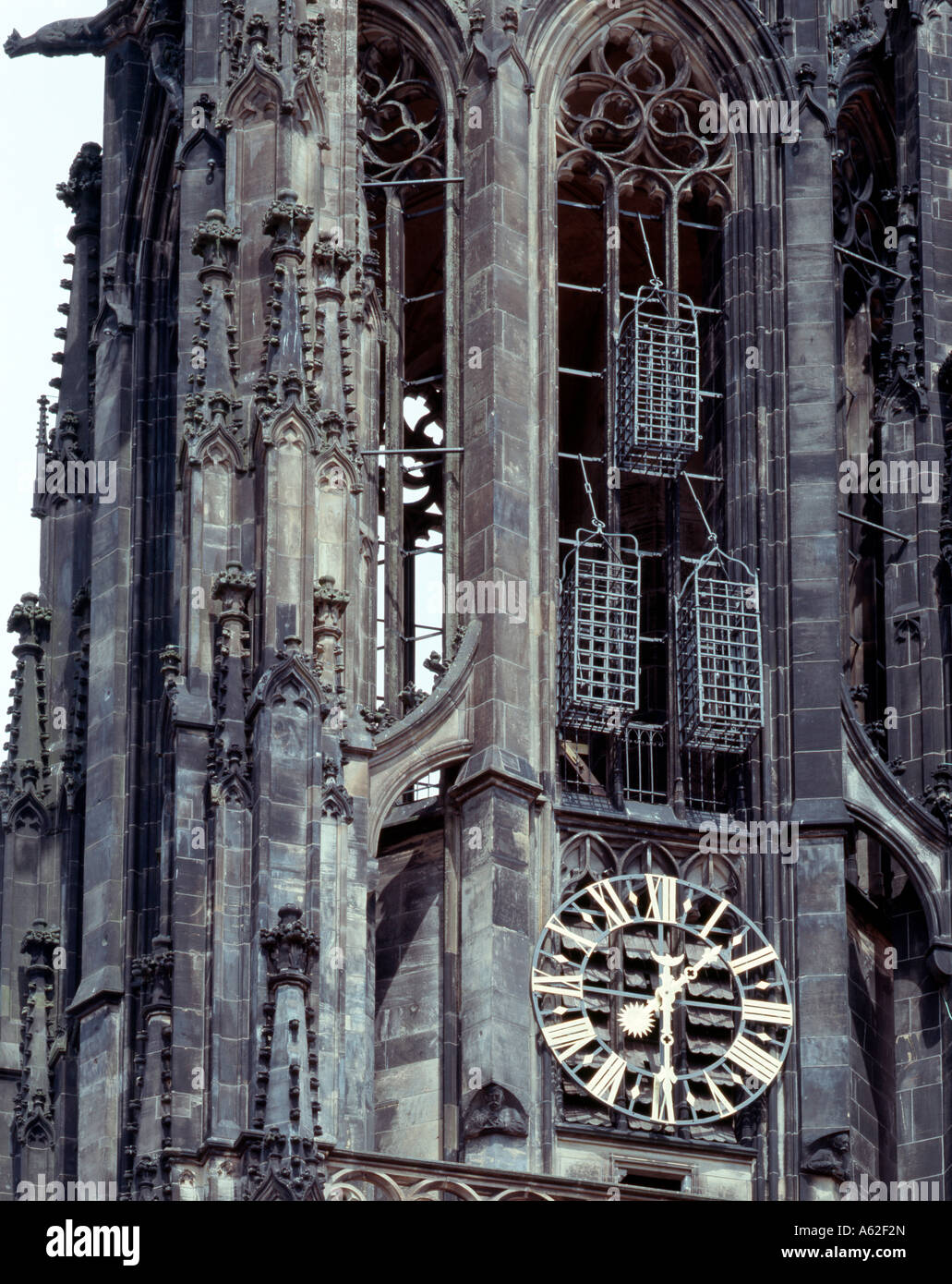 Münster, Lambertikirche, Käfige der Wiedertäufer am Turm Stock Photo