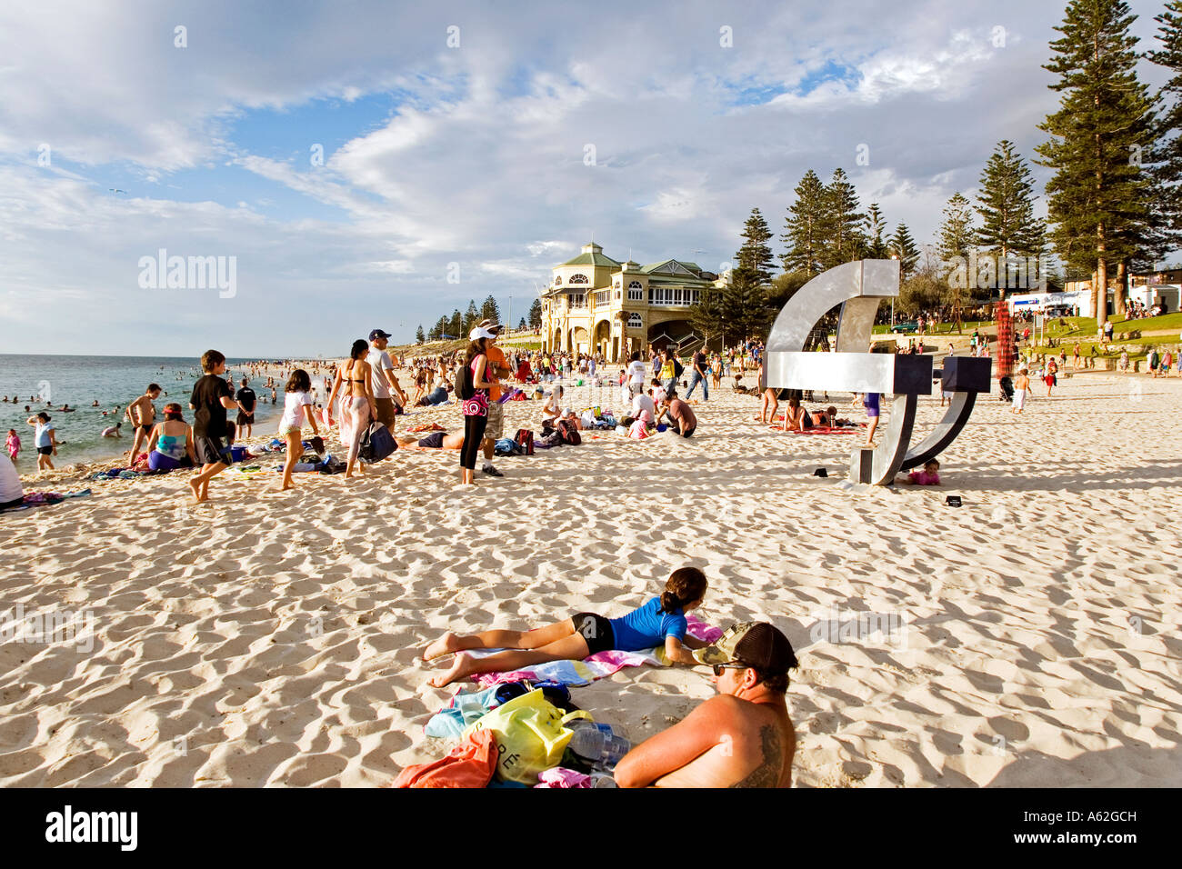 General view of Sculpture by the Sea exhibition, Cottesloe Beach, Perth
