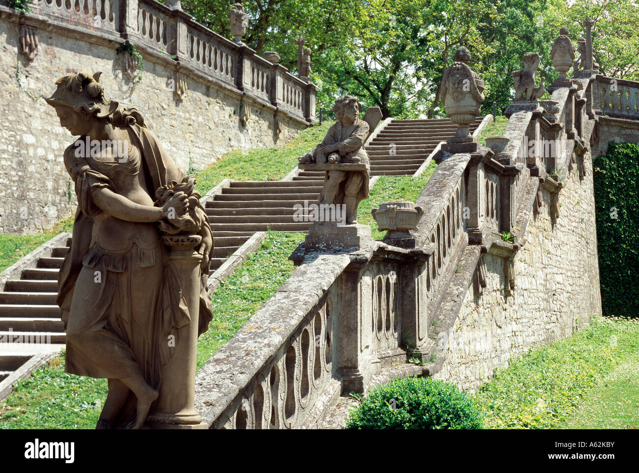 Würzburg, Residenz, Gartentreppe mit Figuren Stock Photo