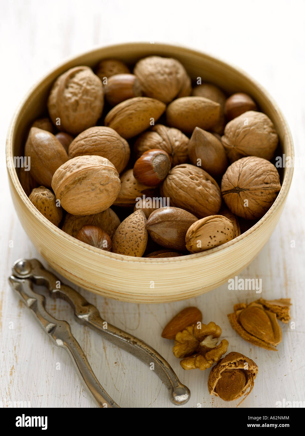 Mixed nuts with nutcracker shot with professional medium format digital camera Stock Photo