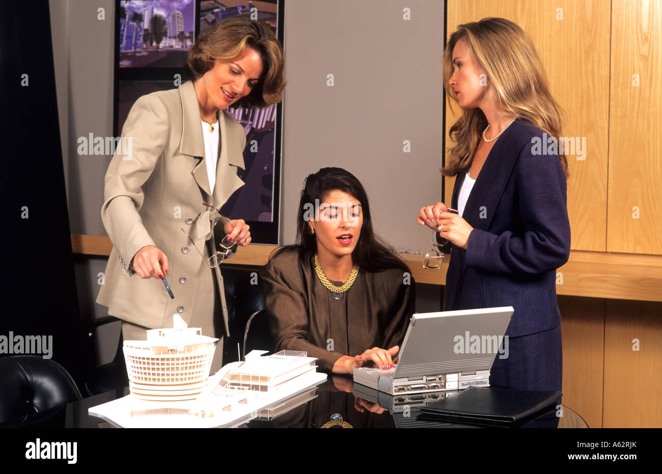 Successful women business with conference and communication at computer in boardroom discussing architecture project Stock Photo