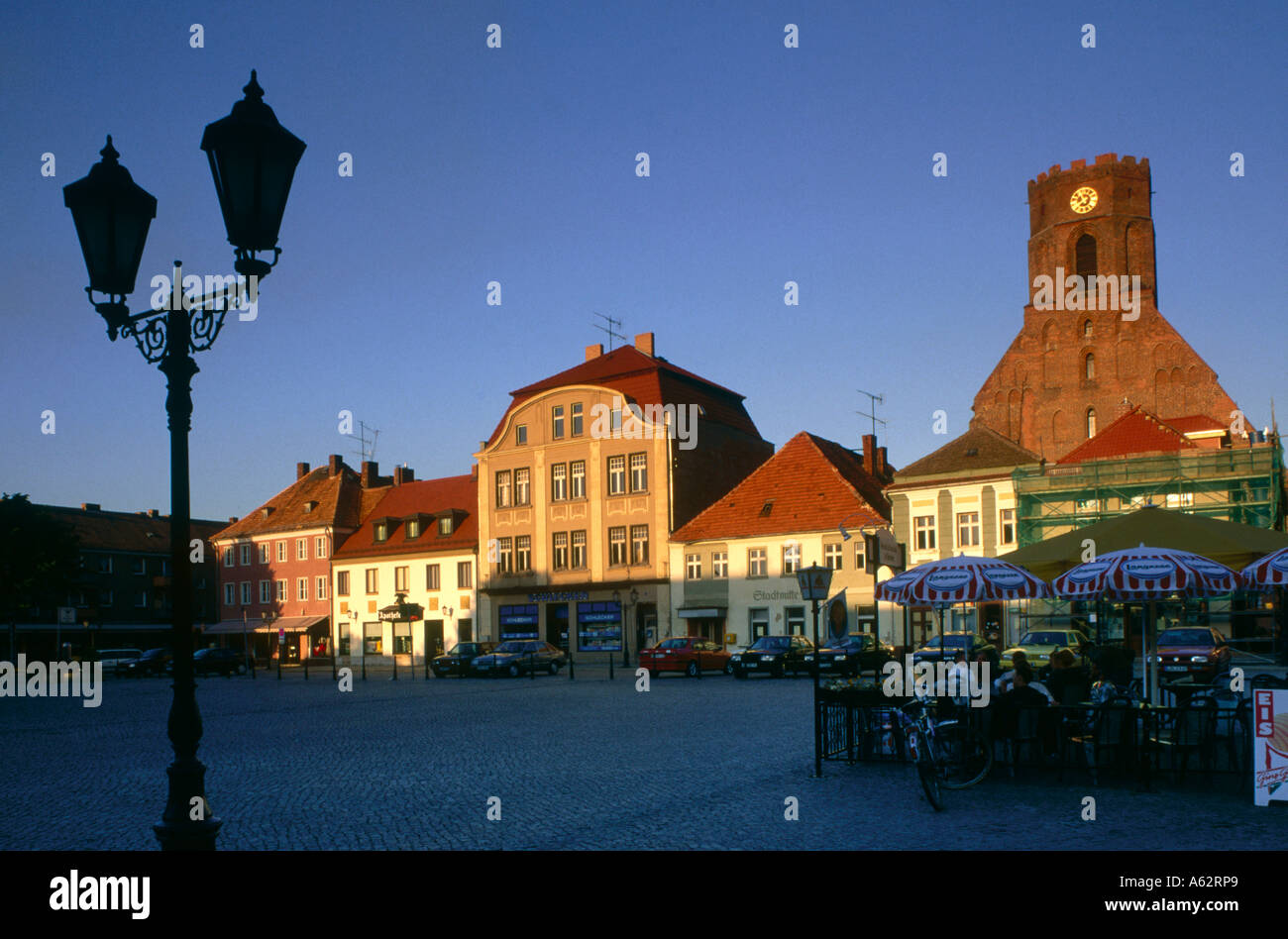 Church at town square, St. Mary Church, Beeskow, Oder-Spree, Brandenburg, Germany Stock Photo