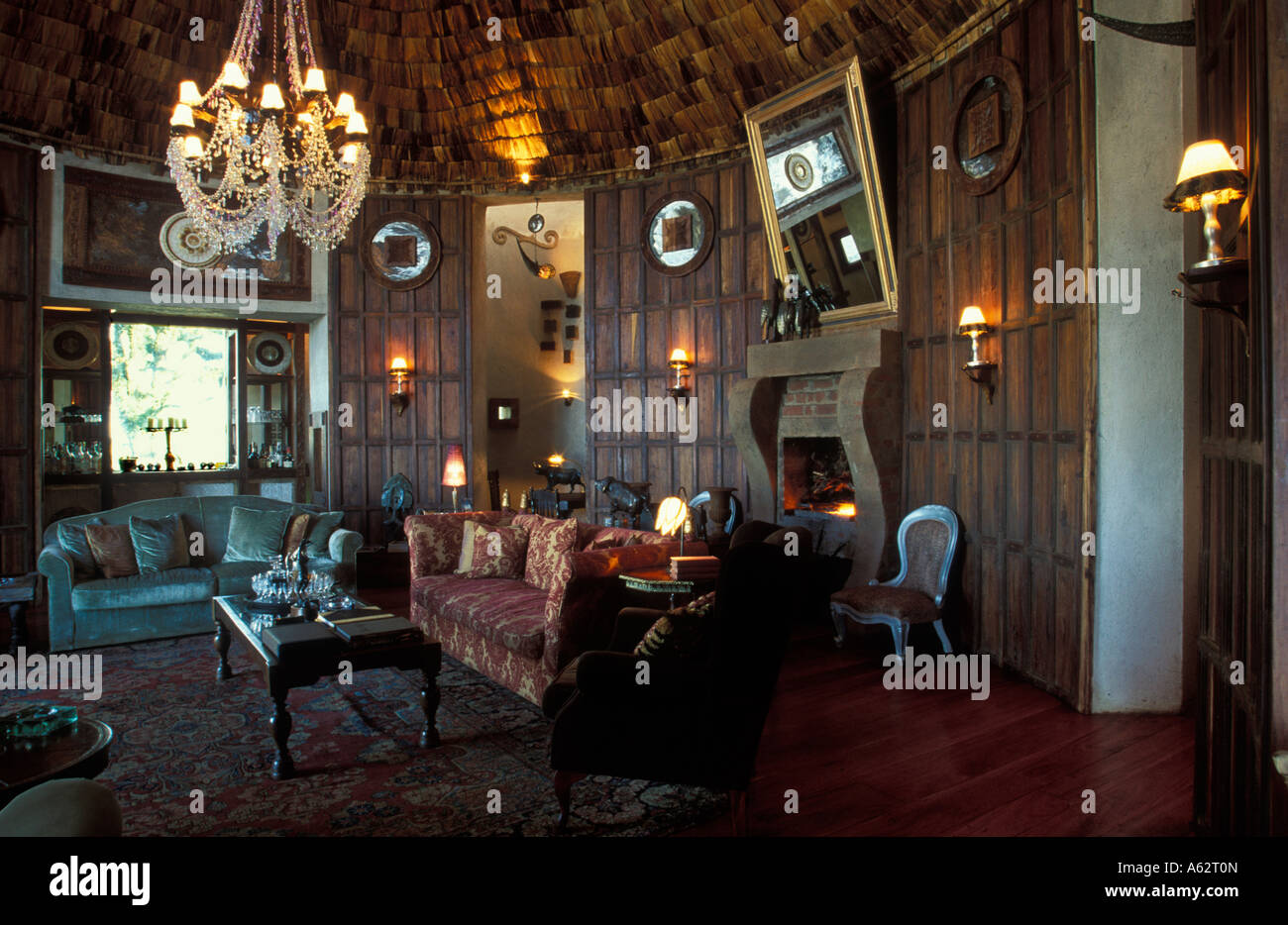 lounge Ngorongoro crater lodge on the rim of the Ngorongoro crater Tanzania Stock Photo