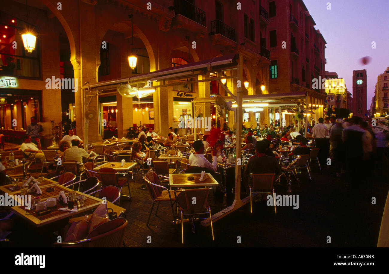 People at restaurant, Beirut, Lebanon Stock Photo