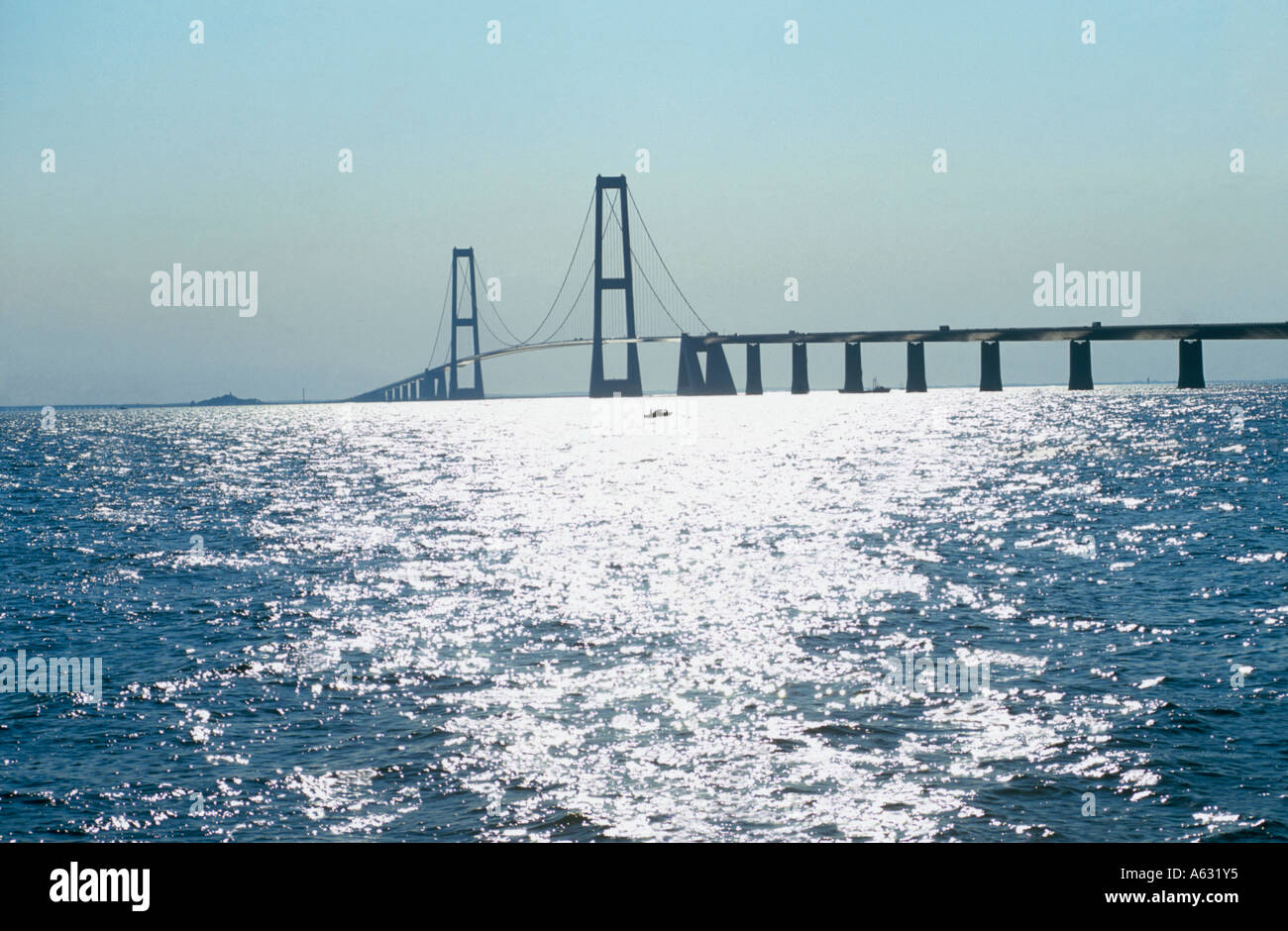Bridge over strait, Great Belt Fixed Link, Great Belt, Denmark Stock Photo  - Alamy