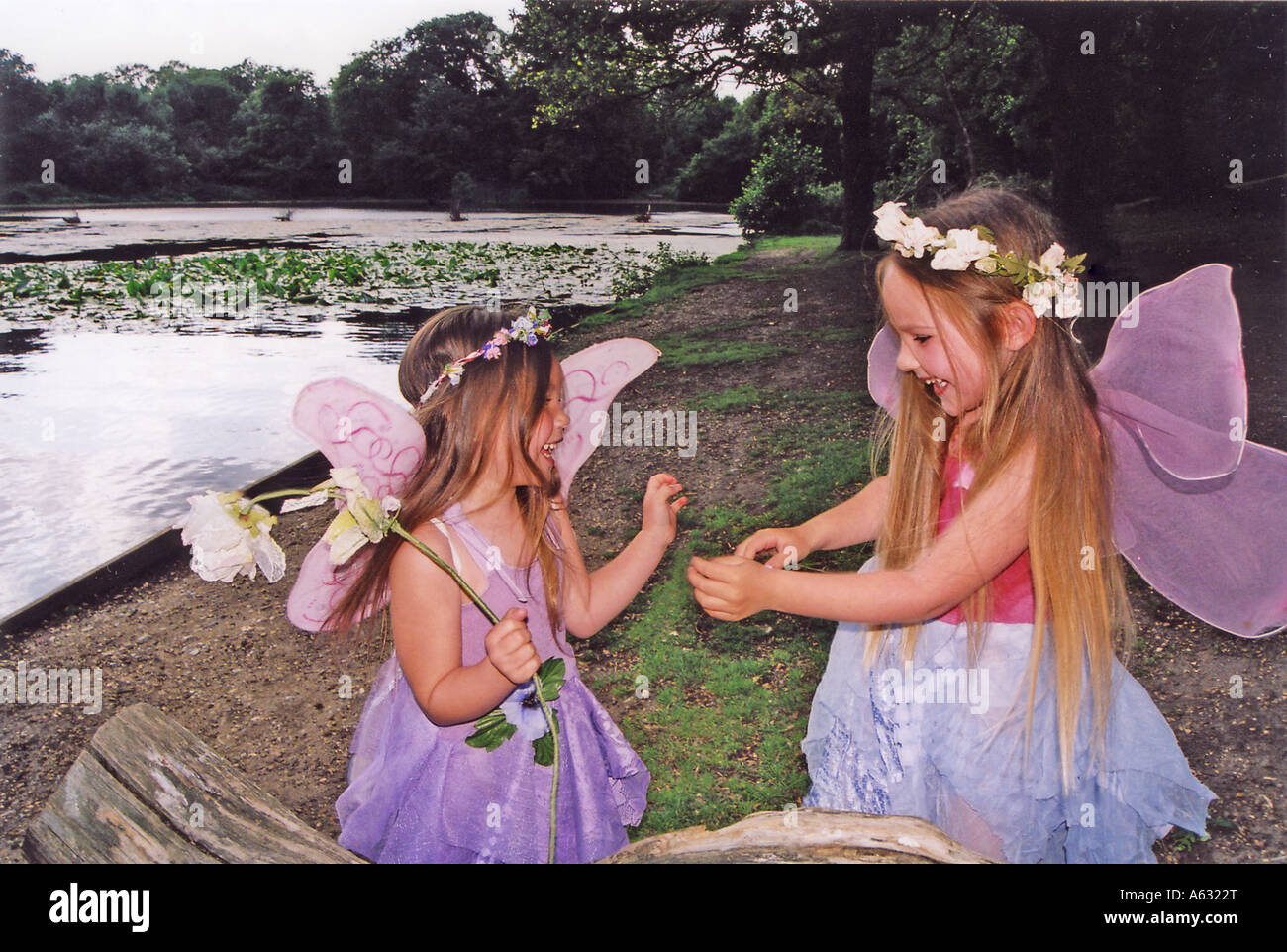 young sisters laughing and having fun Stock Photo
