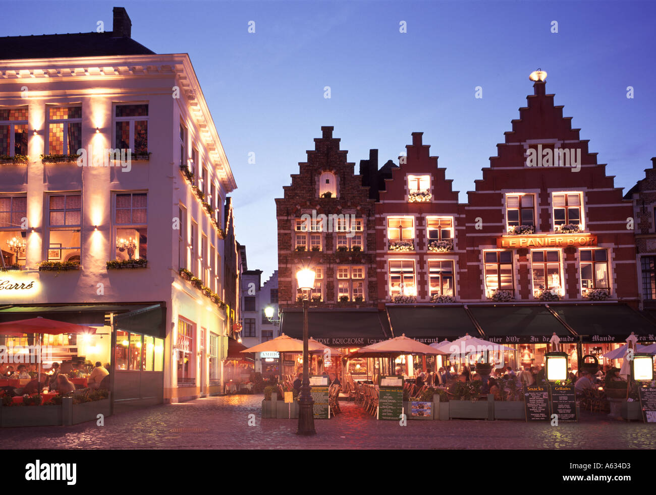 Evening in Bruges Town Square Stock Photo - Alamy