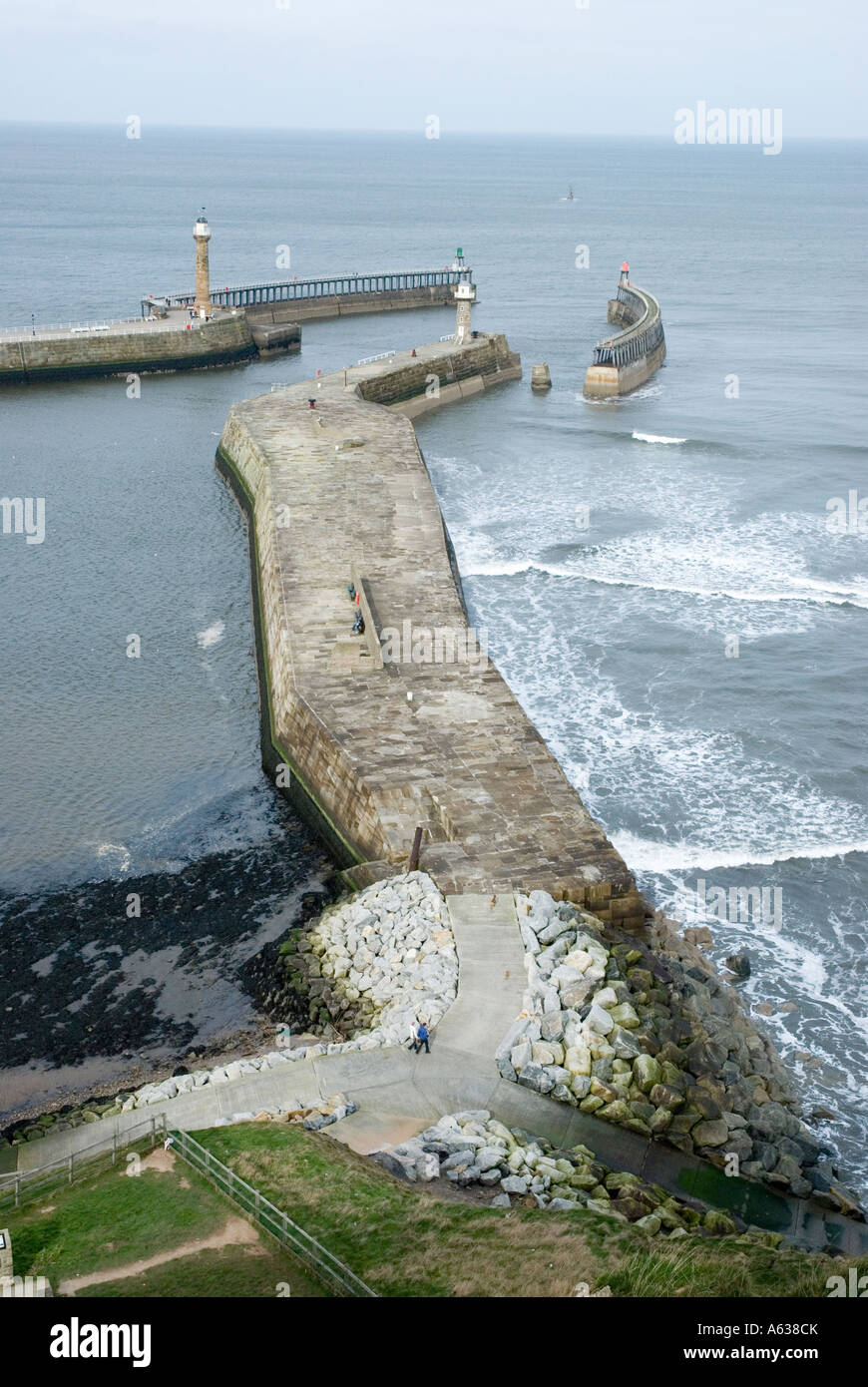 Sea defences at Whitby North Yorkshire Stock Photo