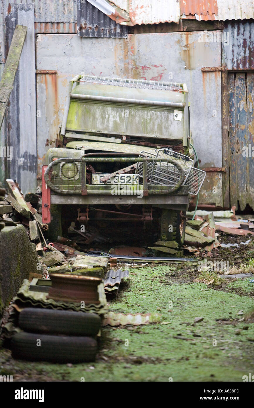 Abandoned Landrover car Stock Photo